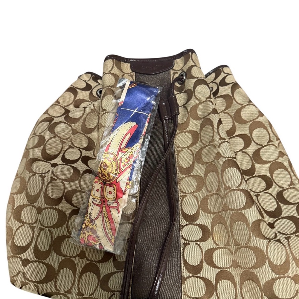 Coach Signature Stripe Drawstring Shoulder Bag - Picture 6 of 8